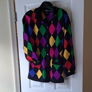 Esxada-Colorful Diamond Pattern Cardigan
